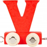 small foot drewniany pociąg – litera V, kolorowy wagonik