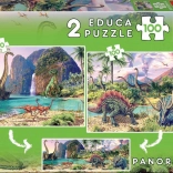panoramiczne puzzle świat dinozaurów 2×100 elementów