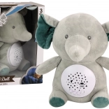 Usypiający miś Słonik z projekcją gwiazd i melodiami - szary