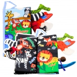 Miękka edukacyjna szeleszcząca książeczka Zwierzątka Ogon dla niemowląt niebieska