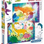 Puzzle 2×20 Super Color – zabawne dinozaury