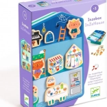 drewniany magnetyczny domek Djeco z kocimi postaciami