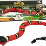 Interaktywny wąż sterowany dotykiem czerwony z czarnymi paskami