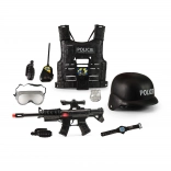 Policyjna kamizelka z czeskimi napisami i akcesoriami – dziecięcy zestaw policjanta