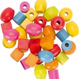 Drewniane koraliki i sznurki w pudełku – 45 sztuk