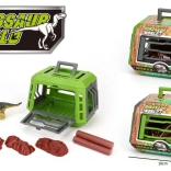 Dinozaur w klatce z akcesoriami