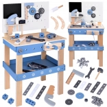 Duży drewniany dziecięcy stół warsztatowy z narzędziami