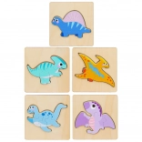 Drewniana układanka Puzzle Dinozaury 11 x 11 cm