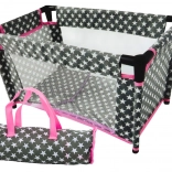 Łóżeczko dla lalek w gwiazdki Alice szaro‑różowe