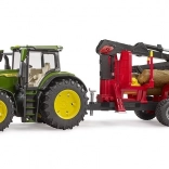 Bruder Traktor John Deere z tylną przyczepą i kłodami
