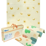 Duża dwustronna składana mata piankowa HUMBI 200 × 180 cm XPE z motywami słońca i księżyca