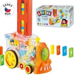 Przezroczysta lokomotywa z domino i światłem dla dzieci