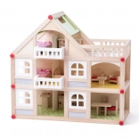 Dwupiętrowy domek dla lalek z tarasem