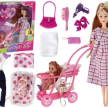 Lalka Lucy w ciąży z dzieckiem i wózkiem