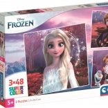 Puzzle 3×48 elementów DISNEY FROZEN – zestaw kwadratowych układanek