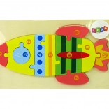 Drewniane puzzle rakieta z liczbami