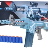 Srebrny karabin dziecięcy BLAZE STORM z optyką i 20 piankowymi nabojami, 6+