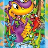 Drewniane puzzle dinozaury na rybach 16 elementów