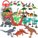 Boley figurki dinozaurów w wiadrze – zestaw 55 elementów T‑Rex i przyjaciele