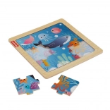 Drewniane puzzle Fisher-Price – ocean, 9 elementów