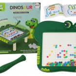 Magnetyczna tablica edukacyjna Dinozaur - Zielona z koralikami