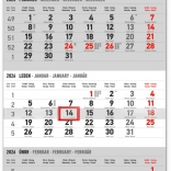 Ścienny trzymiesięczny kalendarz z czeskimi imionami 2026 szary