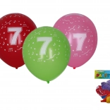 Balony do dmuchania 30 cm z cyfrą 7 – zestaw 5 szt.