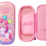 Różowy piórnik z 3D jednorożcem, dwukomorowy 24 × 11 × 7 cm
