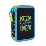 Dwupoziomowy szkolny piórnik Premium dinozaur