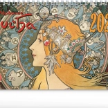Kalendarz biurkowy Alfons Mucha 2025, 23,1 × 14,5 cm