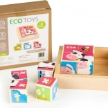 Drewniane klocki ze zwierzątkami ECOTOYS, 8 klocków