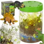Terrarium do uprawy roślin z lampą LED i dinozaurami