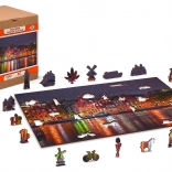 Drewniane puzzle Nocny Amsterdam z unikalnymi elementami