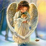 Mozaika diamentowa - aniołek z kotkiem