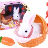 Interaktywny pluszowy króliczek w koszyczku z akcesoriami – Różowa