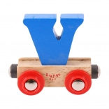 Drewniany wagonik z literą V – BIGJIGS Rail