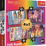 Puzzle 4w1 Nowoczesne Lalki Rainbow High