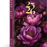 Kalendarz NOTIQUE 18-miesięczny Petito – Fioletowe Kwiaty 2025/2026, 11 x 17 cm