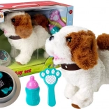 Interaktywny pluszowy piesek z białymi i brązowymi plamami