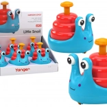 Szczęśliwy kołowy ślimak na koniu niebieski i czerwony