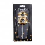 Świeczka imprezowa cyfra osiem złota