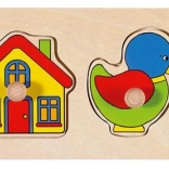 drewniana układanka z zabawkami goki