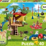 Puzzle SCHMIDT SCHLEICH szczęśliwe pieski, 40 elementów + figurka
