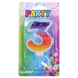 Świeczka imprezowa Gwiazdy w kształcie liczby 3