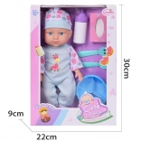 Lalka niemowlę 29 cm z karmieniem i akcesoriami