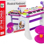 Różowy zestaw klawisze z bębnami i mikrofonem dla dzieci 3+ z oświetleniem i dźwiękami