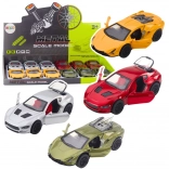 Metalowe sportowe auto z napędem na naciąg, światłami i dźwiękami