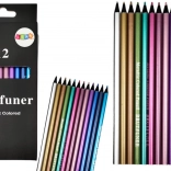 Zestaw metalowych okrągłych miękkich kredek 12 szt.