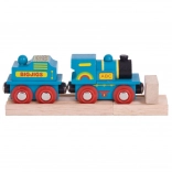 Niebieska lokomotywa z tendrem i 2 torami od Bigjigs Rail