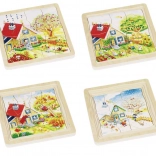 Rozwojowe drewniane puzzle Pory roku